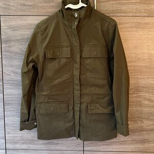 H&M Green Utility Jacket with Stand-Up Collar